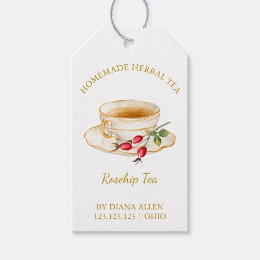 Eenvoudige Rozenbottel Tea Hang Label Cadeaulabel (Voorkant)
