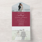 Eenvoudige RSVP 2-foto Alle in één bruiloft All In One Uitnodiging (Binnen)