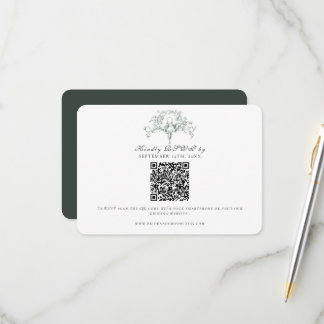 Eenvoudige RSVP bosgroene Franse Toile Duiven Kuns Kaartje