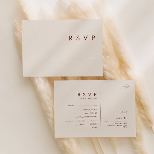 Eenvoudige RSVP-kaart in het menu NATRIA
