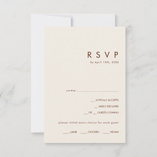 Eenvoudige RSVP-kaart kiezen uit het menu Donkere  (Voorkant)