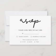 Eenvoudige RSVP kaart met maaltijdkeuze