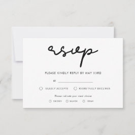 Eenvoudige RSVP kaart met maaltijdkeuze