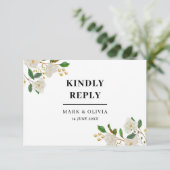 Eenvoudige RSVP-kaart voor bruiloft – Bewerkbaar o RSVP Kaartje (Staand voorkant)
