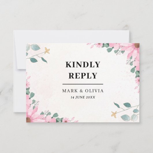 Eenvoudige RSVP-kaart voor bruiloft – Bewerkbaar o RSVP Kaartje (Voorkant)