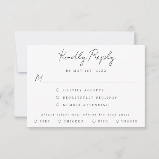 Eenvoudige RSVP-kaart voor bruiloft RSVP Kaartje (Voorkant)