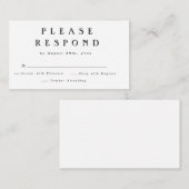 Eenvoudige RSVP-kaart voor moderne bruiloft Notitiekaartje (Voorkant / Achterkant)
