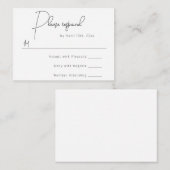 Eenvoudige RSVP-kaart voor weduwschap via budget Notitiekaartje (Voorkant / Achterkant)