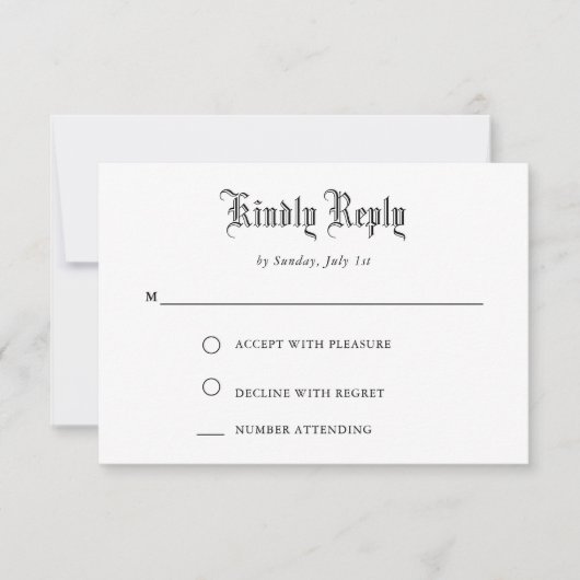 Eenvoudige RSVP-kaart voor zwart script RSVP Kaartje (Voorkant)