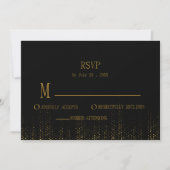 Eenvoudige RSVP met zwarte en gouden glitter Kaart (Voorkant)