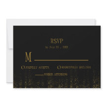 Eenvoudige RSVP met zwarte en gouden glitter