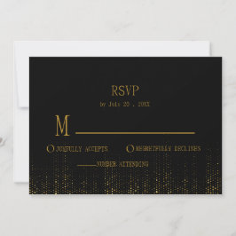 Eenvoudige RSVP met zwarte en gouden glitter Kaart