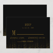 Eenvoudige RSVP met zwarte en gouden glitter Kaart (Voorkant / Achterkant)