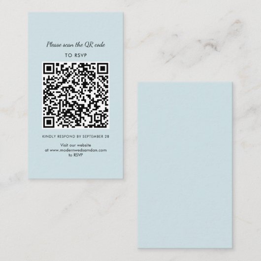Eenvoudige RSVP QR Code Wedding Enclosure Kaart Visitekaartje (Voorkant / Achterkant)