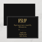 Eenvoudige RSVP RSVP (zwart goud aan rand) Kaart (Voorkant / Achterkant)