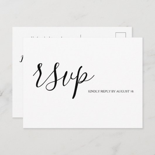 Eenvoudige RSVP Script Typography response Weddens Uitnodiging Briefkaart (Voorkant / Achterkant)