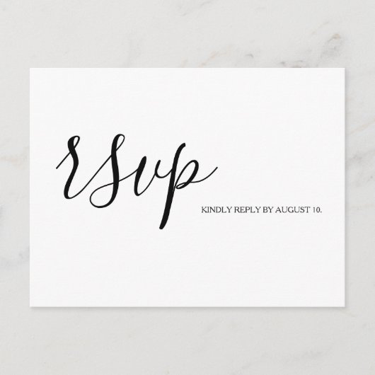 Eenvoudige RSVP Script Typography response Weddens Uitnodiging Briefkaart (Voorkant)