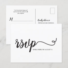 Eenvoudige RSVP Script Wedding Typography reactie Uitnodiging Briefkaart