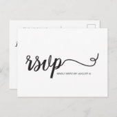 Eenvoudige RSVP Script Wedding Typography reactie Uitnodiging Briefkaart (Voorkant / Achterkant)