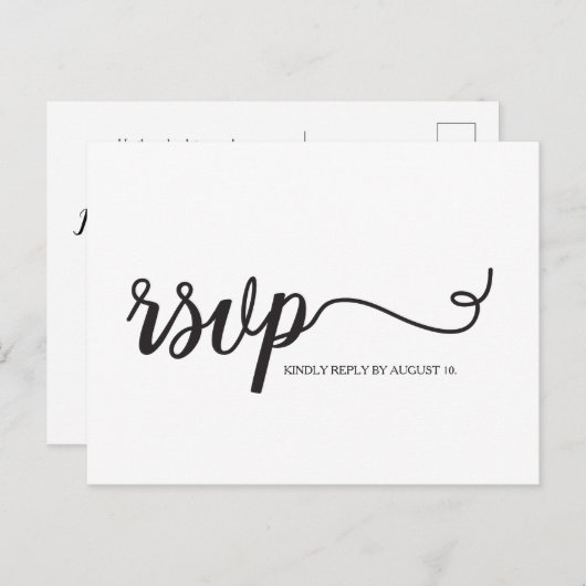 Eenvoudige RSVP Script Wedding Typography reactie Uitnodiging Briefkaart (Voorkant / Achterkant)