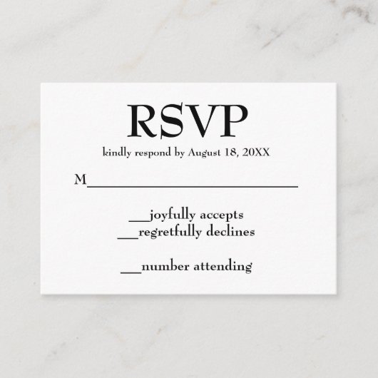 Eenvoudige RSVP Weddenschap Kaarten (Voorkant)