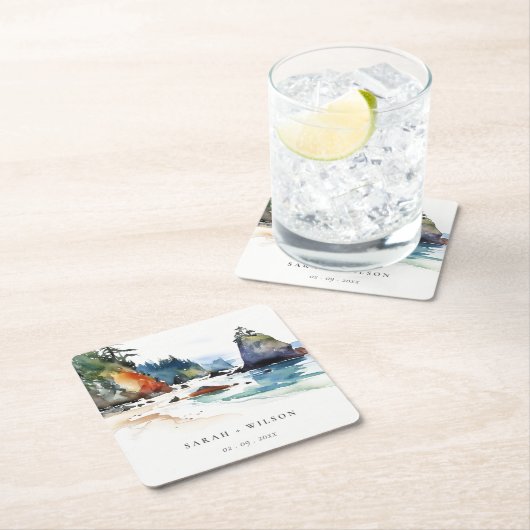 Eenvoudige Ruby Beach Olympic National Park bruilo Kartonnen Onderzetters (Insitu)