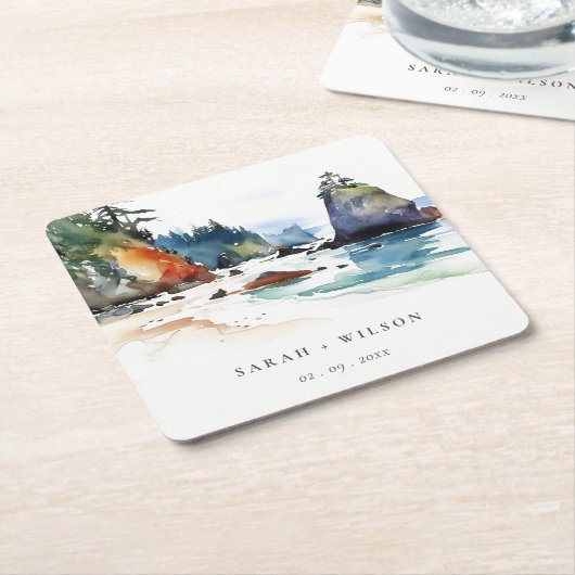 Eenvoudige Ruby Beach Olympic National Park bruilo Kartonnen Onderzetters (Schuin)