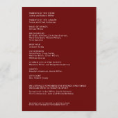 Eenvoudige Ruby Rode Geïsoleerde Namen Huwelijksce Programmakaart (Achterkant)