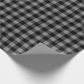 Eenvoudige Rustic Black Grey Buffalo Plaid Cheques Cadeaupapier (Hoek)