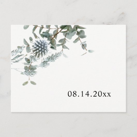 Eenvoudige Rustic Blue Thistle Save the Date Aankondigingskaart (Voorkant)