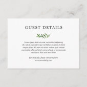 Eenvoudige Rustic Boho Greenery details bruiloft Informatiekaartje (Voorkant)