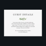 Eenvoudige Rustic Boho Greenery details bruiloft Informatiekaartje<br><div class="desc">Boho Wedding Enclosure Kaart met een eenvoudig ontwerp met een waterverf verfde groene sprig onder de bewerkbare kop met de tekst "Guest Details". Deze botanische Kaart voor een bruiloft is geweldig voor een rustige lente of zomerbruiloft.</div>