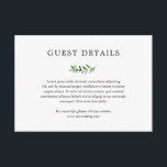 Eenvoudige Rustic Boho Greenery details bruiloft Informatiekaartje<br><div class="desc">Boho Wedding Enclosure Kaart met een eenvoudig ontwerp met een waterverf verfde groene sprig onder de bewerkbare kop met de tekst "Guest Details". Deze botanische Kaart voor een bruiloft is geweldig voor een rustige lente of zomerbruiloft.</div>