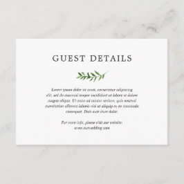 Eenvoudige Rustic Boho Greenery details bruiloft Informatiekaartje