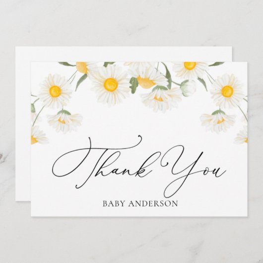 Eenvoudige Rustic Daisy Flower Hartelijk dank, Bri (Voorkant / Achterkant)