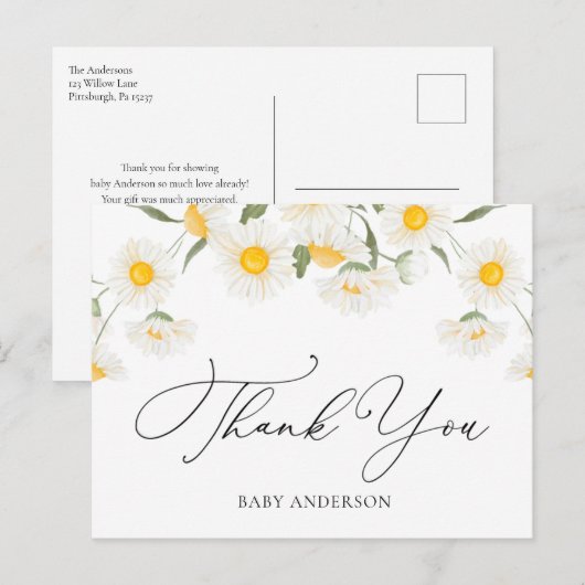 Eenvoudige Rustic Daisy Flower Hartelijk dank, Bri Briefkaart (Voorkant / Achterkant)