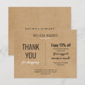 Eenvoudige Rustic-dank voor de Kaart voor winkelko (Voorkant / Achterkant)