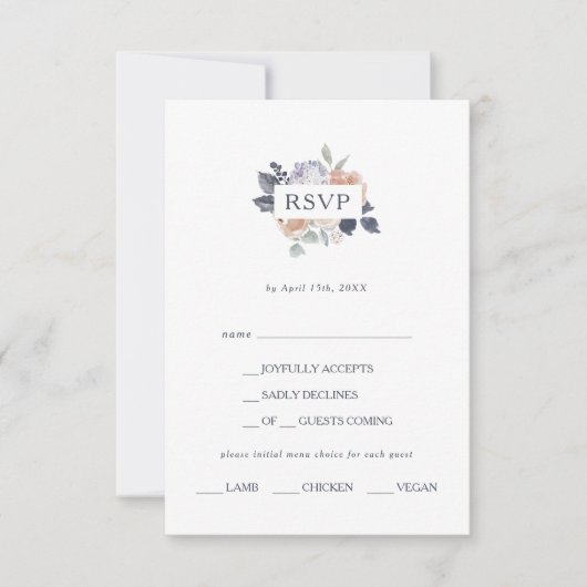 Eenvoudige Rustic Floral Menu Keuze RSVP-kaart (Voorkant)