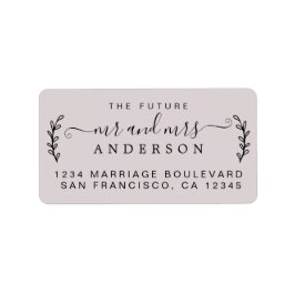 Eenvoudige Rustic Future Mr Mrs Wedding Return Add Etiket