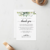 Eenvoudige Rustic Greenery Hartelijk dank Notitiekaartje (Voorkant / Achterkant in situ)