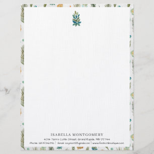 Eenvoudige Rustic Greenery   Monogram letterhead Briefhoofd