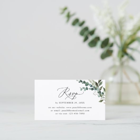 Eenvoudige Rustic Greenery Wedding Website Visitekaartje (Staand voorkant)