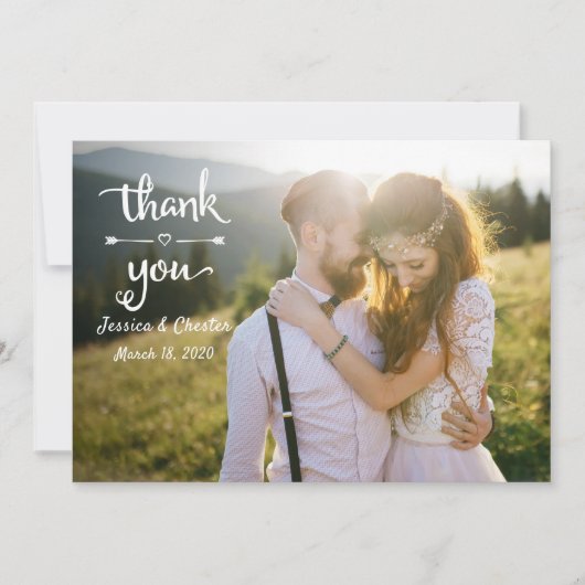 Eenvoudige Rustic handschrift Weduwfoto Hartelijk  Bedankkaart (Voorkant)