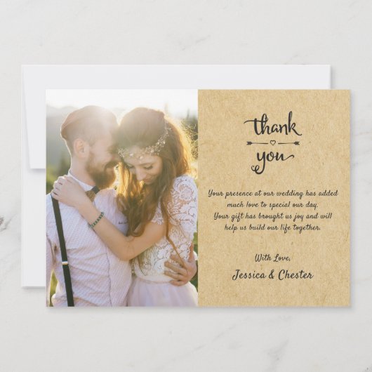 Eenvoudige Rustic handschrift Weduwfoto Hartelijk  Bedankkaart (Achterkant)