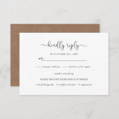 Eenvoudige Rustic Kraft Brown Wedding RSVP Kaart (Voorkant / Achterkant)