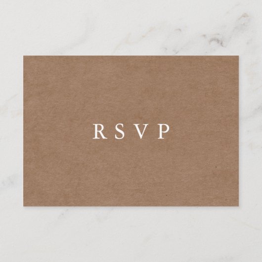 Eenvoudige Rustic Kraft Brown Wedding RSVP Kaart (Achterkant)