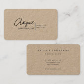Eenvoudige Rustic Kraft Professional Black Handtek Visitekaartje (Voorkant / Achterkant)