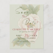 Eenvoudige Rustic Save the Date Blush Peony Weddin Briefkaart (Voorkant)