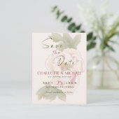 Eenvoudige Rustic Save the Date Blush Peony Weddin Briefkaart (Staand voorkant)