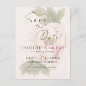 Eenvoudige Rustic Save the Date Blush Peony Weddin Briefkaart (Voorkant)